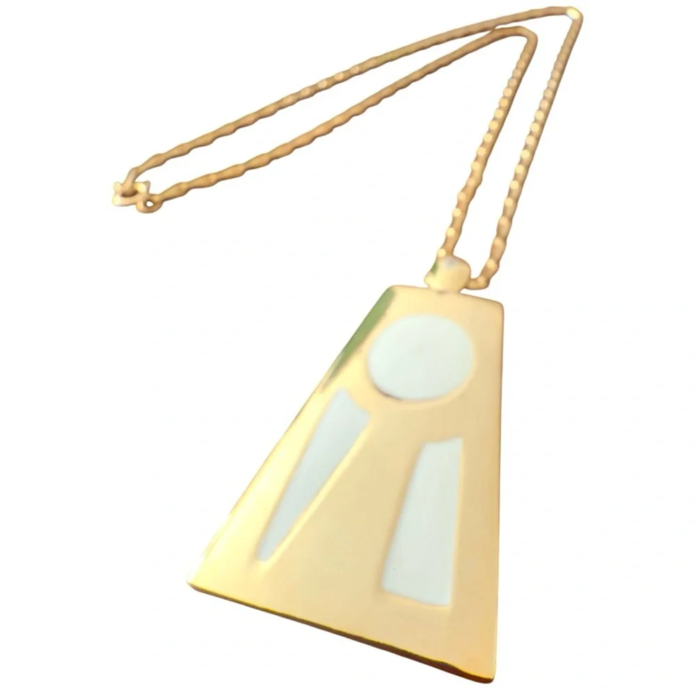 Vintage‎ Retro Mod Unsigned Monet Pendant Necklace and Clip On Earring Set, New